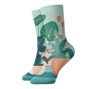 QAZWZML Calcetines estampados de plantas verdes en maceta de dibujos animados para interiores, calcetines casuales y cálidos, adecuados para el hogar diario o actividades al aire libre