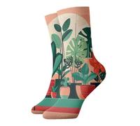 QAZWZML Calcetines estampados de plantas verdes en maceta para interiores, calcetines casuales y cálidos, adecuados para el hogar diario o actividades al aire libre