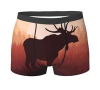QAZWZML Calzoncillos tipo bóxer deportivos con estampado de alce salvaje, perfectos para correr, fitness y uso diario casual, Negro, S
