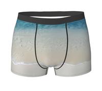QAZWZML Calzoncillos tipo bóxer deportivos con estampado de arena marina transparente, perfectos para correr, fitness y uso diario casual, Negro, L