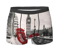 QAZWZML Calzoncillos tipo bóxer deportivos con estampado de Red Phone Booth London Street, perfectos para correr, fitness y uso diario casual, Negro, L