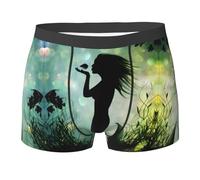 QAZWZML Calzoncillos tipo bóxer deportivos con estampado de sirena, perfectos para correr, fitness y uso diario casual, Negro, XL