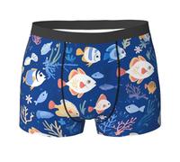 QAZWZML Calzoncillos tipo bóxer deportivos estampados de School of fish, perfectos para correr, fitness y uso diario casual, Negro, XL