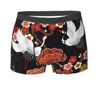 QAZWZML Calzoncillos tipo bóxer elásticos con estampado de garza Flying Birds para hombre, en varios tamaños, adecuados para el uso diario, Negro, M