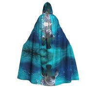 QAZWZML Capa con capucha de Halloween para adultos, con estampado de manatíes de las Indias Occidentales, ideal para decoraciones de escenario y fiestas familiares
