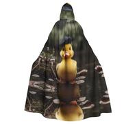 QAZWZML Capa con capucha estampada de patito en un sombrero, para Halloween, para adultos, sin cremallera, adecuada para fiestas de vacaciones y cosplay