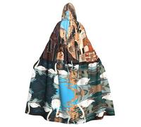 QAZWZML Capa con capucha estampada Swans in the Waterway para Halloween para adultos, sin cremallera, adecuada para fiestas de vacaciones y cosplay