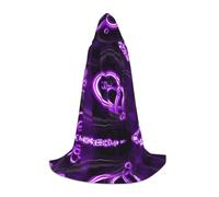 QAZWZML Capa con capucha para adolescentes con estampado de amor morado para fiestas de vacaciones, disfraces de bruja y fiestas de disfraces