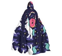 QAZWZML Capa con capucha para adultos, diseño de donut de unicornios, capa decorativa para Halloween, actuaciones escénicas o fiestas de vacaciones