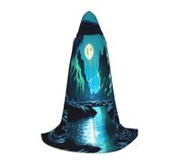 QAZWZML Capa mediana con capucha estampada Water Moon Cave, disfraz de cosplay, perfecto para disfraces y fiestas de vacaciones