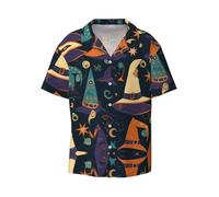 QAZWZML Cárdigan de manga corta con botones para hombre, diseño de sombrero de mago, para viajes y uso diario, Negro, L