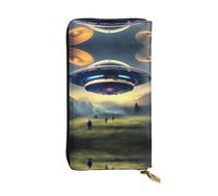 QAZWZML Cartera de mano de piel UFO Landing, adecuada para hombres o mujeres, tamaño 2.5 x 10.5 pulgadas