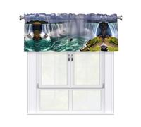 QAZWZML Cenefa con estampado de cataratas del Niágara, cortina decorativa de media ventana, fácil de instalar, adecuada para cocinas, baños, etc.