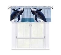 QAZWZML Cenefa corta estampada de ballenas en el mar, instalación sin taladro, adecuada para cocinas, baños, lavanderías.