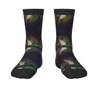 QAZWZML Chalet by the lake - Calcetines elásticos negros de media pantorrilla, decorativos, adecuados para deportes y correr., 2 Negro-1, One Size