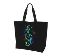 QAZWZML Colorido bolso de compras para mujer con estampado de flores de primavera y verano, bolsa de hombro esencial para viajes y compras, Música colorida, Talla única