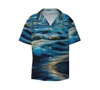 QAZWZML Dawn Ocean Waves - Camisa de manga corta para hombre, adecuada para viajes, vacaciones y actividades de yate, Negro, 3XL
