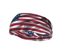 QAZWZML Diadema con estampado de bandera americana que absorbe el sudor y correa neutra transpirable, adecuada para gimnasio y actividades al aire libre