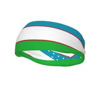 QAZWZML Diadema con estampado de bandera de la República de Uzbekistán que absorbe el sudor y correa neutra transpirable, adecuada para gimnasio y actividades al aire libre