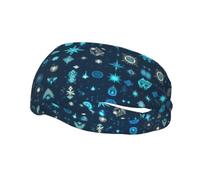 QAZWZML Diadema con estampado de cristal azul que absorbe el sudor y correa neutra transpirable, adecuada para gimnasio y actividades al aire libre