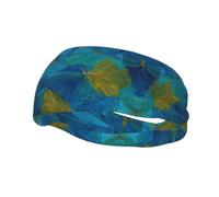 QAZWZML Diadema con estampado de hojas de ginkgo azul que absorbe el sudor y correa neutra transpirable, adecuada para gimnasio y actividades al aire libre