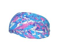QAZWZML Diadema con estampado de remolinos azules y rosas, absorbe el sudor y correa neutra transpirable, adecuada para gimnasio y actividades al aire libre