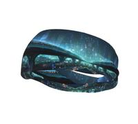 QAZWZML Diadema con estampado de tren de luz azul que absorbe el sudor y correa neutra transpirable, adecuada para gimnasio y actividades al aire libre