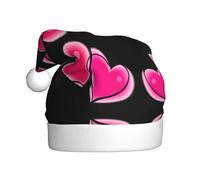 QAZWZML Dos sombreros decorativos de Navidad impresos con corazones rosados, sombreros de Navidad para adultos, suministros de fiesta de vacaciones para hombres y mujeres