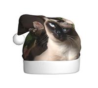 QAZWZML Elegante sombrero de Navidad con diseño de gato siamés para adultos, adecuado para fiestas de Año Nuevo y reuniones familiares de vacaciones