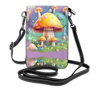 QAZWZML Fantasy Dream - Bolso cruzado con diseño de hongos, cartera de cuero con solapa, correa de hombro desmontable, adecuada para viajes y camping.