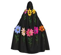 QAZWZML Flores en orden. Esta capa larga con capucha estampada es cálida y adecuada para fiestas de vacaciones, fiestas de disfraces o reuniones.