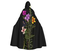 QAZWZML Flores que crecen hacia arriba. Esta capa larga con capucha estampada es cálida y adecuada para fiestas de vacaciones, fiestas de disfraces o reuniones.