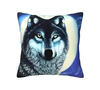 QAZWZML Fundas de almohada cuadradas de 20 x 20 pulgadas, fundas de cojín de sofá con estampado de lobo bajo la luna, adecuadas para dormitorios, salas de estar y sillas.