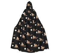 QAZWZML Gatito mirando las estrellas. Elegante capa con capucha estampada, capa cálida adecuada para fiestas de vacaciones, bailes o reuniones.