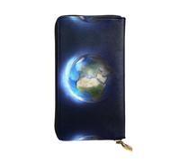 QAZWZML Glowing EarthPrinted Clutch - Cartera larga unisex, bolsa de almacenamiento de monedas, adecuada para viajes y uso diario