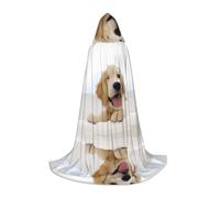 QAZWZML Golden Retriever Puppies - Capa con capucha para adolescentes, para fiestas de vacaciones, disfraces de bruja y fiestas de disfraces