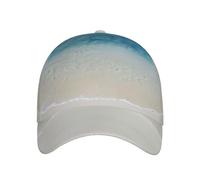 QAZWZML Gorra de béisbol atlética con estampado de arena marina transparente de playa, ala curvada, diseño ajustable, color negro