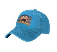 QAZWZML Gorra de béisbol con estampado de oso negro y zorro, gorra de béisbol de mezclilla lavada, adecuada para viajes, senderismo y fitness, azul, Talla única