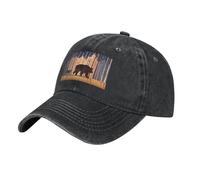 QAZWZML Gorra de béisbol con estampado de oso negro y zorro, gorra de béisbol de mezclilla lavada, adecuada para viajes, senderismo y fitness, Negro, Talla única