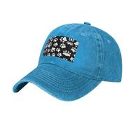QAZWZML Gorra de béisbol con estampado de pata de oso negro, estilo hip-hop, de mezclilla lavada, adecuada para viajes, senderismo y fitness, azul, Talla única