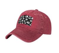QAZWZML Gorra de béisbol con estampado de pata de oso negro, estilo hip-hop, de mezclilla lavada, adecuada para viajes, senderismo y fitness, rosso, Talla única