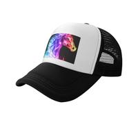 QAZWZML Gorra de béisbol negra con diseño de caballo de fuego, diseño de malla, adecuada para senderismo, pesca y uso diario, Negro, Talla única