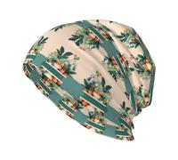 QAZWZML Gorro de punto con estampado de plantas verdes pequeñas, cálido y sin alas, adecuado para el hogar, uso diario, viajes y esquí.