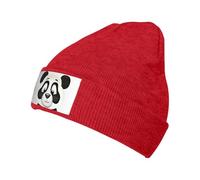 QAZWZML Gorro de punto deportivo negro, bonito sombrero de lana cálida con estampado de panda, adecuado para primavera, otoño e invierno., rosso, Talla única