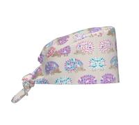 QAZWZML Gorro de trabajo de limpieza con estampado de erizo, con pañuelo ajustable, adecuado para múltiples fines de trabajo, color negro