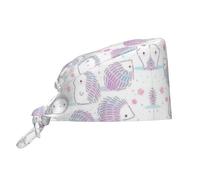 QAZWZML Gorro de trabajo de limpieza con patrón de erizo rosa con pañuelo ajustable, adecuado para múltiples fines de trabajo.