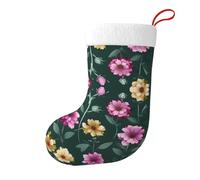 QAZWZML Hermosas medias decorativas con estampado de flores moradas, medias de Navidad colgantes, adecuadas para Navidad, fiestas y Año Nuevo.