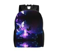 QAZWZML Hermosas mochilas grandes para laptop con estampado de mariposas brillantes para hombres y mujeres con compartimentos, mochilas de viaje impermeables, bolsas Oxford duraderas