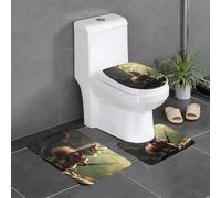 QAZWZML Juego de 3 alfombrillas antideslizantes para dormitorio, diseño de ardilla valiente, adecuadas para baño y sala de estar