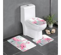 QAZWZML Juego de 3 alfombrillas de baño con estampado de flamenco rosa, adecuadas para baño, dormitorio, cocina y decoración del hogar
